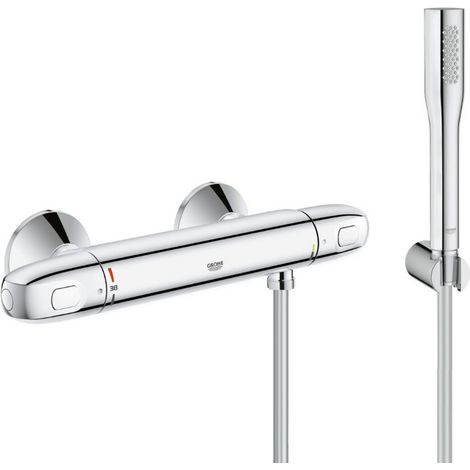 Grohe Duschset Thermostatmischer Grohtherm 1000 + Stabhandbrause 1 Strahl Euphoria Cosmopolitan, Chrom (34550000-Euphoria)