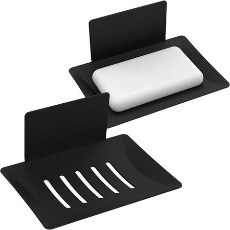 Jabonera de 2 piezas para pared de ducha - Jabonera - Jabonera autoadhesiva para ducha, soporte de jabón de ducha de pared - negro (1/5)