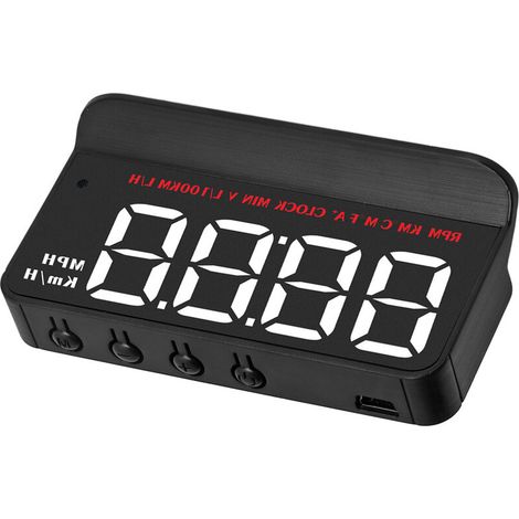 Jeffergarden HUD Display universel OBDII alarme de survitesse projecteur de pare-brise tête haute compteur jauge de température de l'eau pour voiture (1/5)