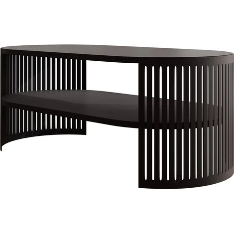 Mesa de centro Civer III, Negro, 40x50x100cm, Diámetro: 0, Aglomerado laminado, Ovalada