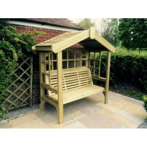 Cottage Arbour - Trellis Back and Sides - L90 x W170 x H190 cm - Minimal Assembly Required - Set of Waterproof Cushions Included