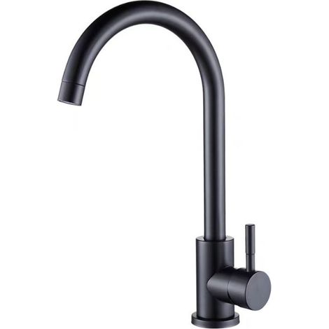Robinet de cuisine noir rétro en céramique – Rotation 360° – Hauteur 36cm – Hauteur sous bec 25cm – Évier standard EU – Ideko (1/5)