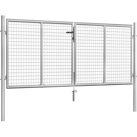 Porte de jardin Acier galvanisé 306x150 cm Argenté (1/5)
