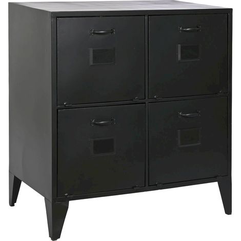 Commode élégante métal noir aspect industriel - Noir intense (1/5)