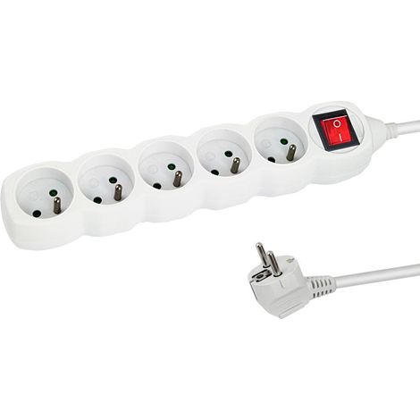Esperanza Power Strip 5 Sockets Switch 1.5M White