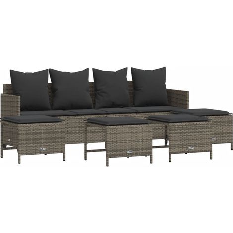 Maison Exclusive - 5-tlg. Garten-Sofagarnitur mit Kissen Grau Pol