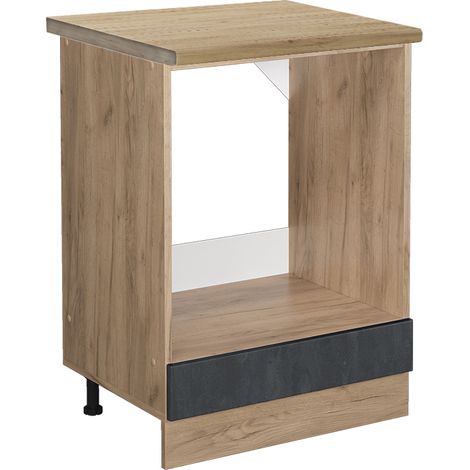 Herdumbauschrank R-Line, Schwarz Beton, 60 cm AP Eiche, Vicco (1/5)