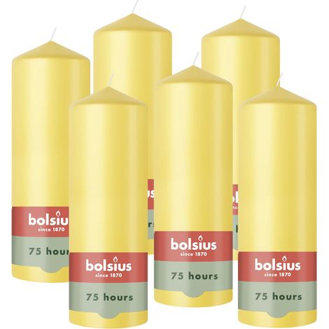 Bougie Pilier - Jaune Frais - 20cm - 6 Pièces - Bougie Décorative - Contient Cire Végétale Naturelle - sans Huile de Palme (1/5)