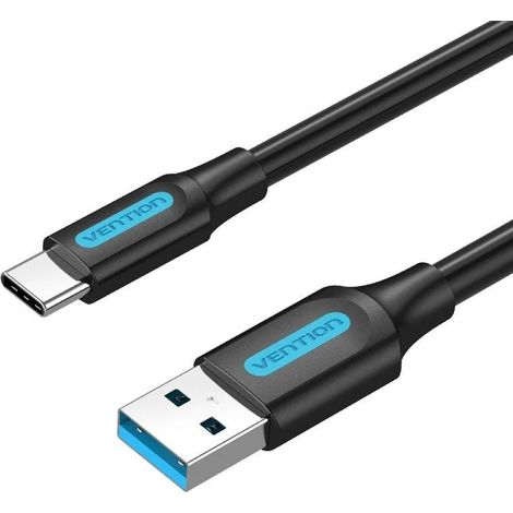 Cable USB 3.0 Tipo-C Vention COZBH/ USB Macho - USB Tipo-C Macho/ Hasta 60W/ 5Gbps/ 2m/ Negro