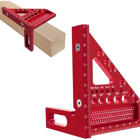 Règle de traçage pour menuiserie + stylo de traçage, équerre à angle droit, décoration de haute précision multi-angles 45/90 degrés en alliage d'aluminium.
