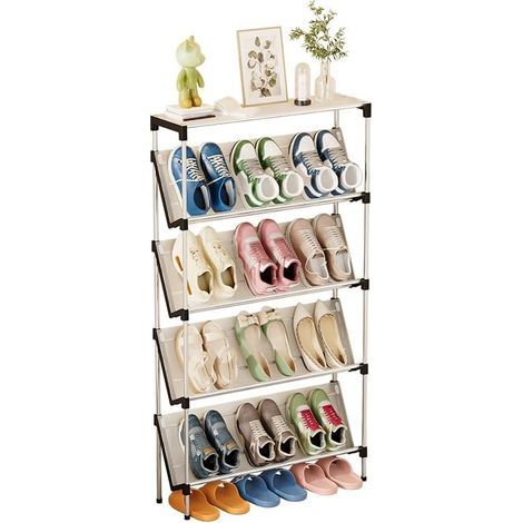 Narrow 5-Tier Shoe Rack, Shoe Storage, Shoe Holder, Dustproof, 64 x 17 x 108 cm, for Entryway, Hallway, Bedroom, Living Room - Black (1/5)