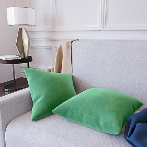 Set di 2 Federe Per Cuscini In Velluto Morbido e Resistente Copricuscini Per Divano Poltrona Soggiorno Arredo Arredamento Casa Design Moderno Elegante Con Cerniera Invisibile (1/2)