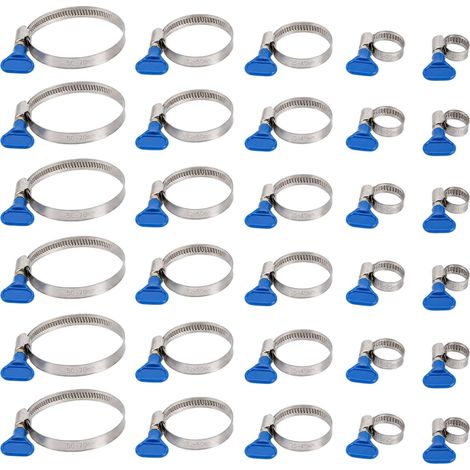 Lot de 30 Collier de Serrage, Collier de Serrage Métallique, Réglables Collier Serrage en Acier Inoxydable avec Écrou à Oreilles (1/5)