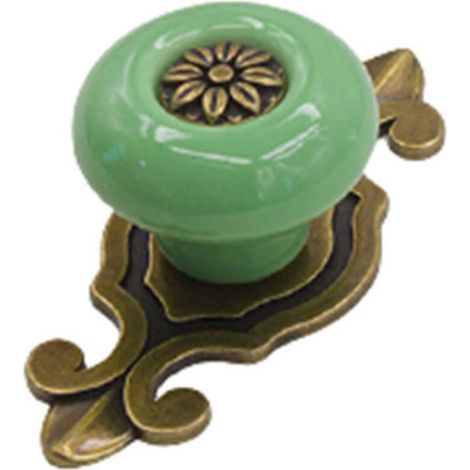 2 Pièces Poignée En Céramique Poignée De Porte Vintage Poignée D'armoire Classique Poignée De Tiroir Pour Cuisine Salon Chambre, Avec Vis De 2.5cm, Vert