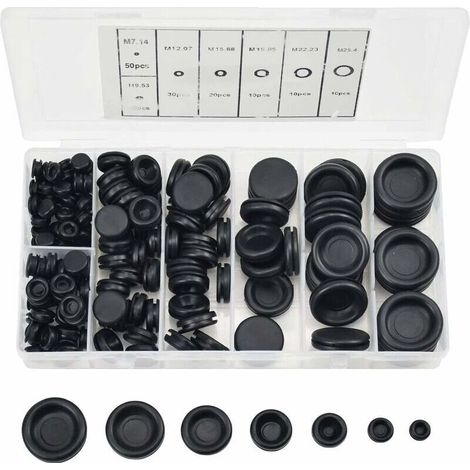 Lot de 170 bouchons en caoutchouc, 7 tailles, œillets en caoutchouc, bouchons de trou avec étui de rangement, kit d'étanchéité pour fil électrique pour pompe à eau de voiture
