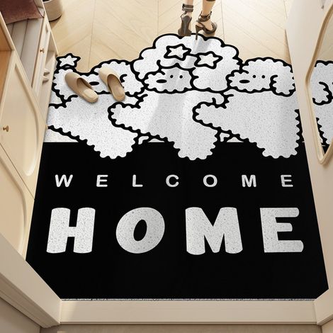 Chien moderne - Édition verticale 4060cm Cercle en soie Tapis de sol bouclé résistant et durable à l'usure, à motifs d'animaux de dessin animé, découpable, grattant la boue et enlevant la saleté, tap (1/5)