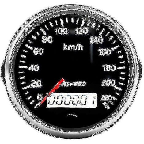 Compteur kilométrique 85 mm 220 km/h compatible 12 V/24 V pour voitures et motos (1/5)