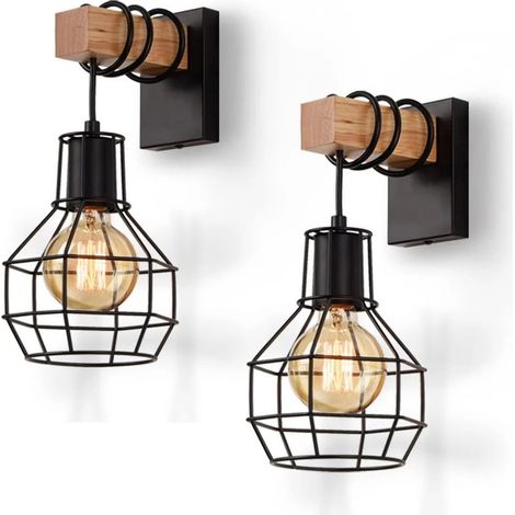 JOYINLED Schwarze Industrie-Wandleuchten, Käfig-Wandleuchte – Beleuchtung im Landhausstil für Wohnzimmer, Küche, Schlafzimmer