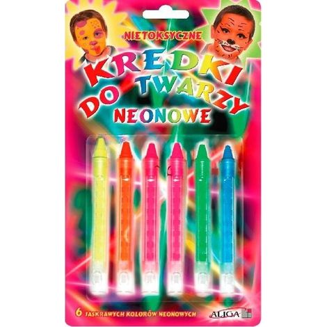 Crayons de maquillage néon pour le visage et le corps, 6 couleurs