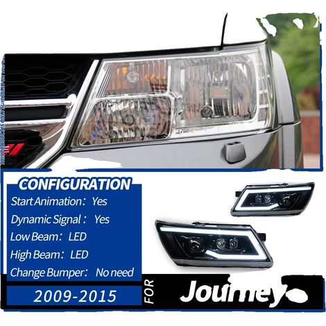 Gruppo ottico anteriore, compatibile con Dodge JCUV Journe 2009-2016, luci diurne, lente Bi-Xenon, faro a LED (1/2)