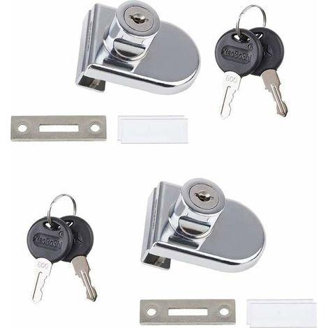Glastürschloss, 2 Nockenschlösser, Sicherheitsschloss für 5–8 mm starke Glasvitrinen oder -schränke, kein Bohren erforderlich (mit 4 Schlüsseln) – AquaForge (1/5)