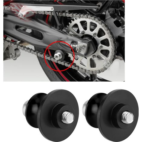 2 pièces supports arrière moto CNC 8mm avec bobines coulissantes pour bras oscillant (Noir) (1/5)