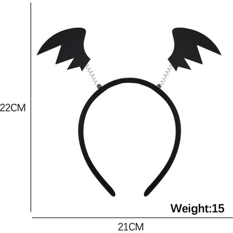 Cet ensemble deux pièces pour Halloween comprend deux serre-têtes ailes de diable noires et deux décorations ailes de diable noires. (1/5)
