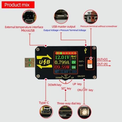Convertisseur numérique USB CC XY-UDP-30V, 5V, 9V, 9V, 12V, 24V, 2a, 15W, Module électrique de bureau réglabl (1/4)