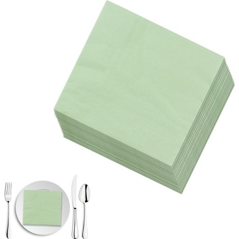 Serviette Papier Vert Sauge 100 Pièces Serviettes Anniversaire 33 x 33 cm Serviette de Table Jetable Sage Green Napkins Disposable pour Fêtes Mariage