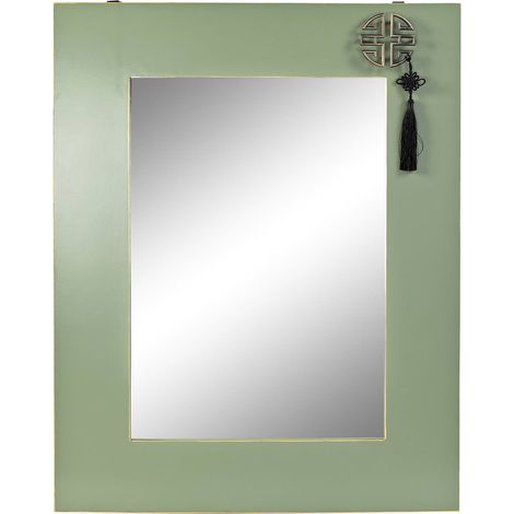 Miroir élégance jade avec touche d'or oriental - Vert jade avec bordure dorée (1/4)