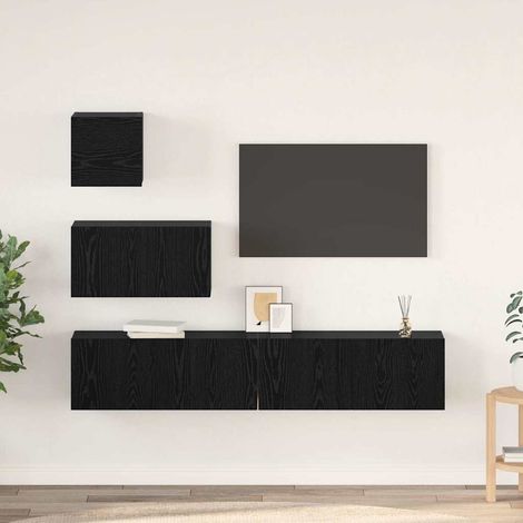 Mueble de TV de Pared 4 pcs Roble negro 80 x 30 x 30.5 cm vidaXL (1/5)