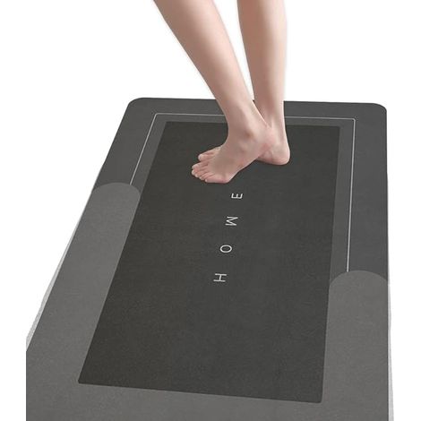 Nouveaux tapis antidérapants de salle de bain transfrontaliers tapis de sol en boue de diatomée douce absorbante tapis de salle de bain à séchage rapide tapis de salle de bain en gros gris fumée (1/3)