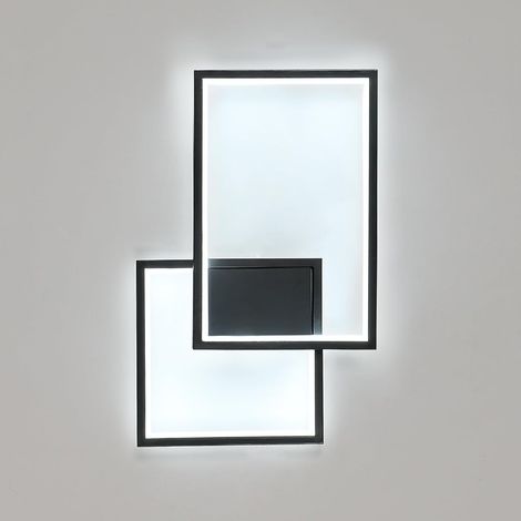 COMELY® Applique da parete per interni, lampada da parete a LED moderna da 34 W e 3825 LM, applique in alluminio da 6500 K bianco freddo, applique da parete per camera da letto soggiorno scala, nero 4 (1/5)