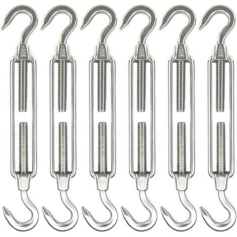 Lot de 6 tendeurs à œillet en acier inoxydable M6, accessoires pour auvent, tendeurs de câble robustes, antirouille, tendeurs à entraxe fixe