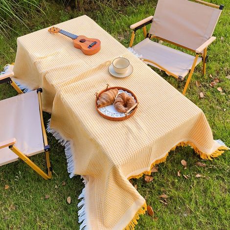 Jaune 130x180cm Nappes d'extérieur, tapis de tente de camping, tapis de pique-nique, couvertures de camping, nappes pour stands, sets de table basse (1/5)