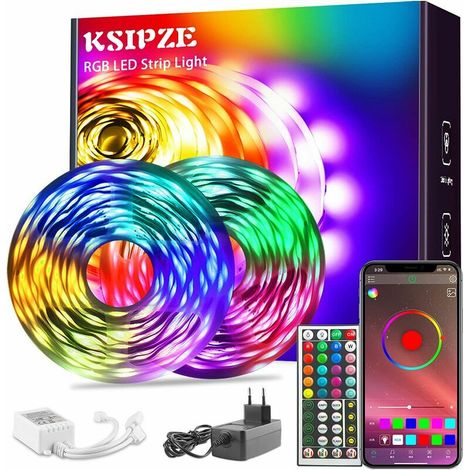 Tira LED de 20 m, tira LED RGB 5050, tira de luz LED flexible multicolor con control remoto para dormitorio, bar, cocina, boda, fiesta. (1/5)