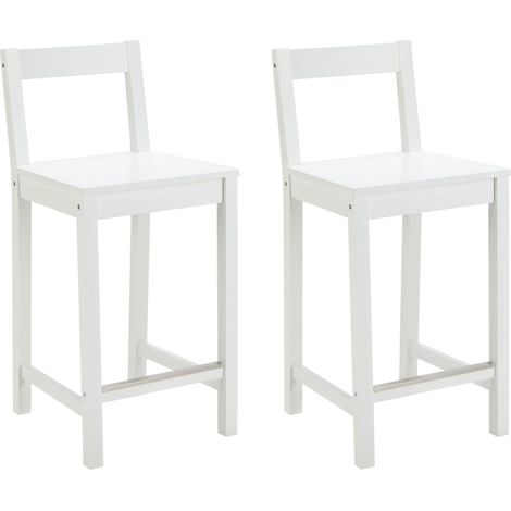 Lot De 2 Tabourets De Comptoir De Cuisine En Bois Blanc Avec Un Dossier, Tabouret De Bar Et De Salle À Manger, Montage Facile, Moderne, 88 Cm De Haut (1/5)