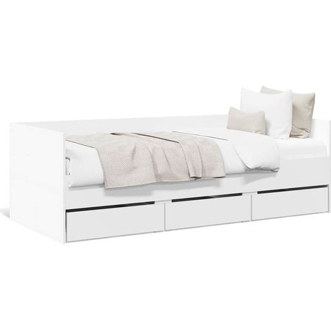Maison Exclusive - Divano Letto con Cassetti senza Materasso Bianco 90x190 cm