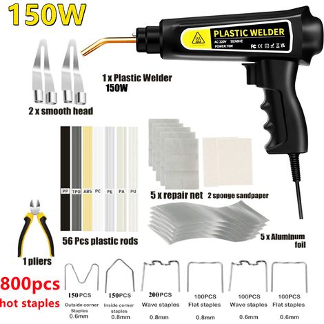 Agrafeuse chauffante 150 W, pistolet de soudage plastique, kit de réparation de pare-chocs de voiture, machine à souder (Royaume-Uni) (1/5)