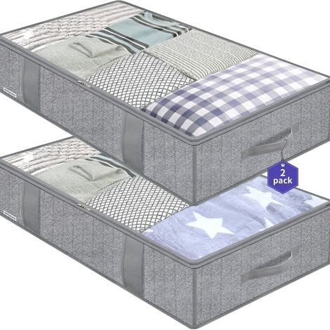 75 litri - Set di 2 pezzi per riporre e conservare il copripiumino in tessuto non tessuto, scatola portaoggetti pieghevole e resistente a polvere e umidità, ideale per armadio e guardaroba.