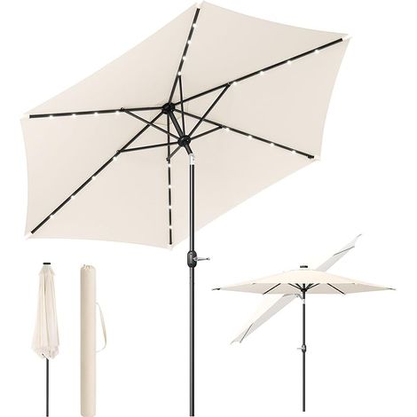 WOLTU Ombrellone Giardino Ø 300 cm conRotazione a 360°, Ombrellone a Manovella, Inclinazione Regolabile, Beige
