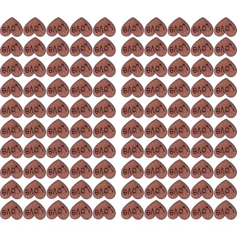 100 cœurs décoratifs en bois par sachet, faits main, pour la maison et les mariages. (1/5)