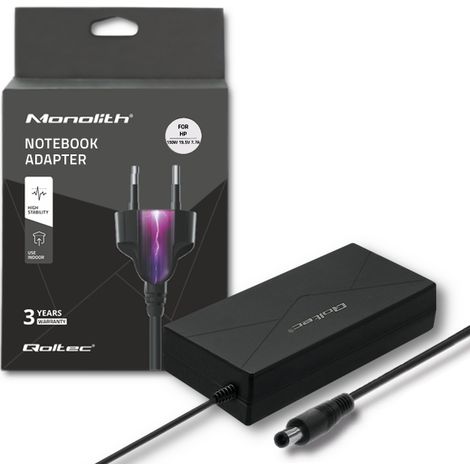 Adaptador de corriente Qoltec para portátil HP de 150 W  19,5 V  7,7 A  7,4 x 5,0 + pines  + cable de alimentación (1/5)