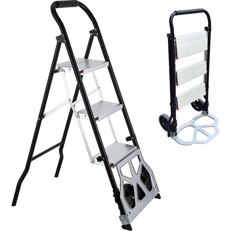 Carrello Scaletta Pieghevole da Trasporto 70-300 Kg in Acciaio Nero (1/5)