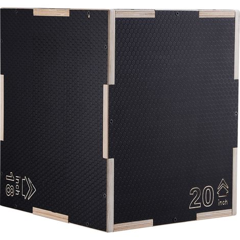 Boîte de saut plyométrique 3-en-1 en bois, 20/18/16 pouces, antidérapante, pour entraînement de force et conditionnement à domicile. (1/5)
