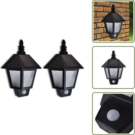 Solar-Wandleuchten mit Bewegungsmelder 2 Stk. - Solarlaterne - Outdoorbeleuchtung - Gartenlampe - Wandleuchte - Bewegungsmelder (1/5)