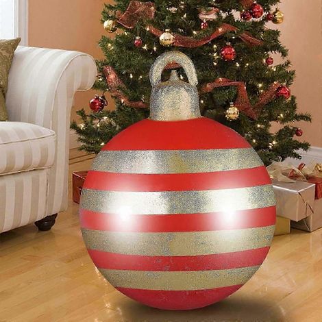 Boule de Noël gonflable décorative de 45 cm en PVC, idéale pour les fêtes d'Halloween et les enfants. Décoration de Noël gonflable pour l'extérieur.