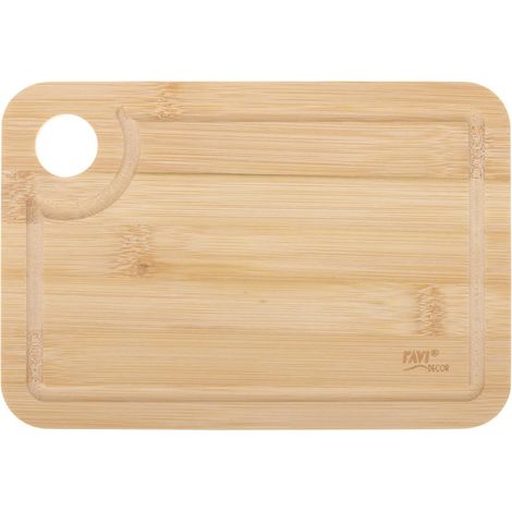 Tagliere in legno di bambù con scanalature e occhiello, 22x15x1 cm
