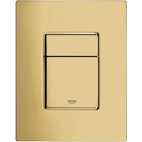 WC-Betätigungsplatte – Oberfläche aus gebürstetem Metall – Kompatibel mit Grohe Skate Cosmopolitan – Wasserersparnis bis zu 50 % – Abmessungen: H 197 x B 156 x T 10 mm – 38732GN0