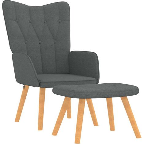 Maison Exclusive - Relaxsessel mit Hocker Dunkelgrau Stoff (1/5)